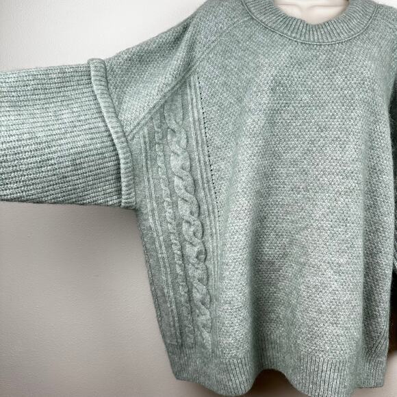 Madewell Cable Havener Pullover Sweater Wool Alpaca Cable Knit Sage 3X Boxy - Picture 7 of 16